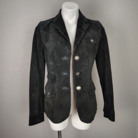 LRL Lauren Jeans Co Ralph Lauren Black Suede Fringe Western Jacket Size 4 - Picture 5 of 17